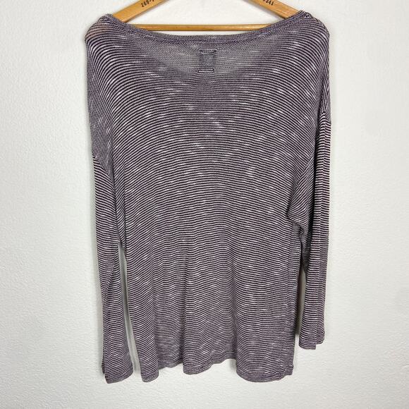 NSF Sweater Thermal Knit Pullover Sweater Size L Purple White Heathered Stripe - Picture 8 of 12
